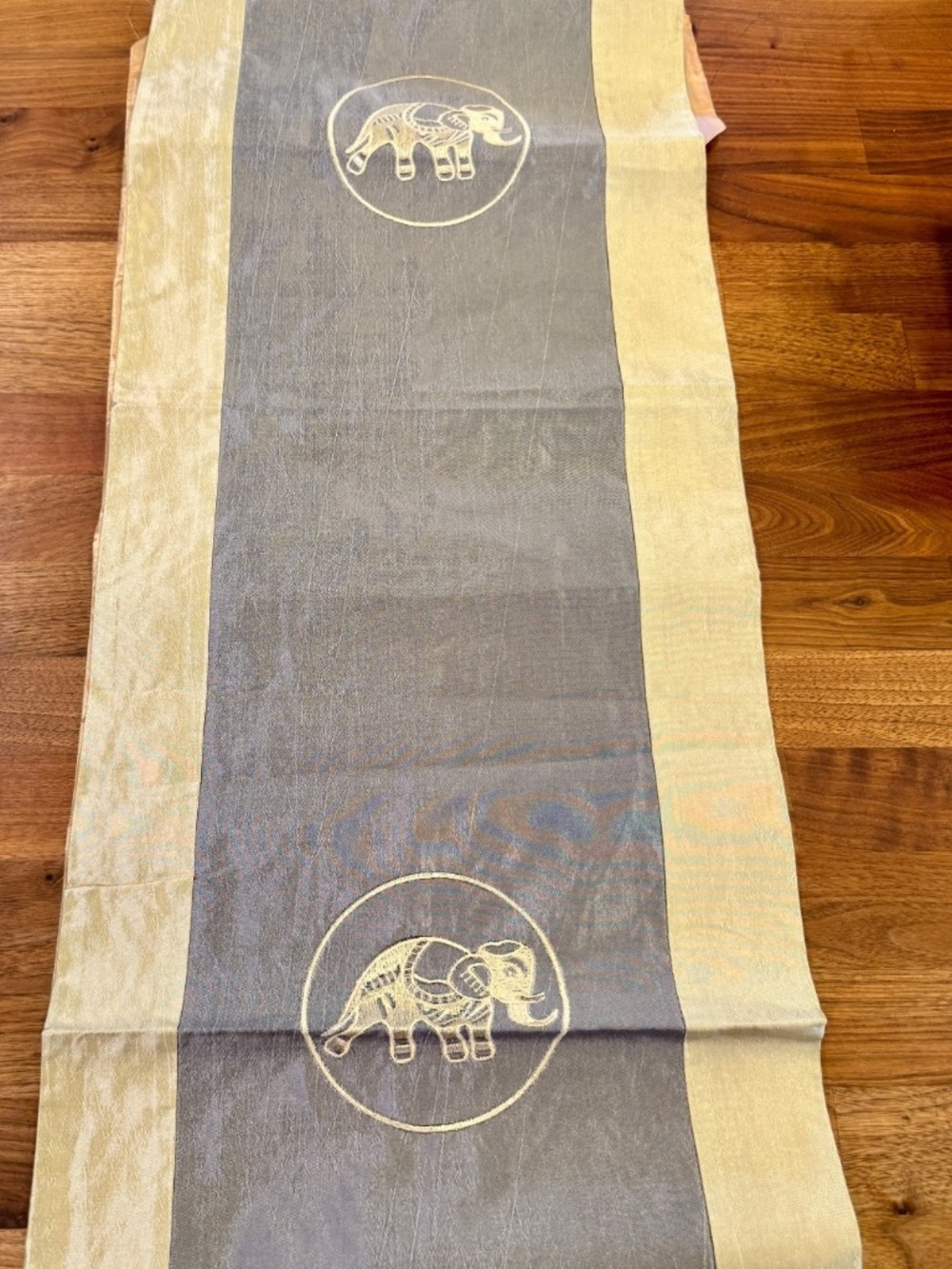 Table Runner Thai Silk Elephant Style 78" Long Coffee Table Runners Grey